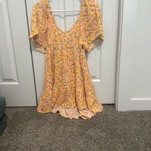 Floral Yellow and Pink Dress
